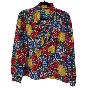 Vintage Judy Bond Floral Blouse – Size 16